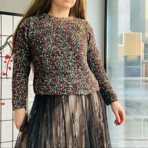 Lord & Taylor Vintage Confetti Ribbon Wool Angora Rabbit Hair Blend Sweater - Picture 5 of 17